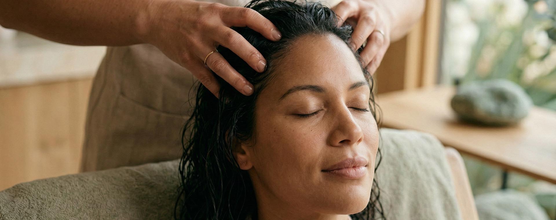 Relaxing hair and scalp spa ritual at Santosha Hair Spa