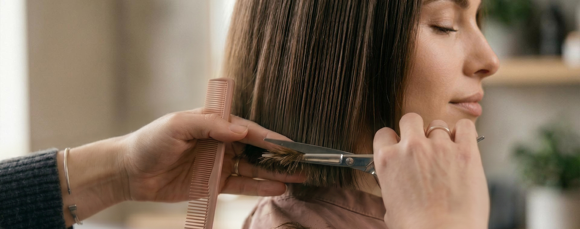 Hair cut, styling and blow dry finishing at Santosha Hair Spa
